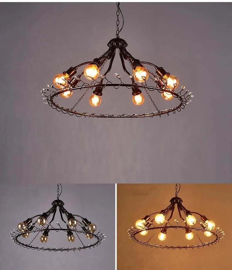 IWHD cristal creativo Retro Vintage lámpara colgante inicio iluminación lámparas Loft estilo 8 cabezas luces colgantes Bar Café iluminación