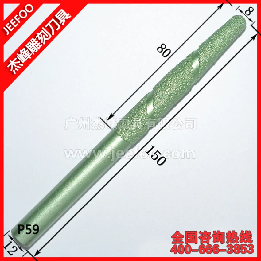 

P59-12*8*80mm V Shape Engraving Bit CNC Grinding Diamond Stone Router Bits Milling Cutter for Engraving 3D Letter Carving
