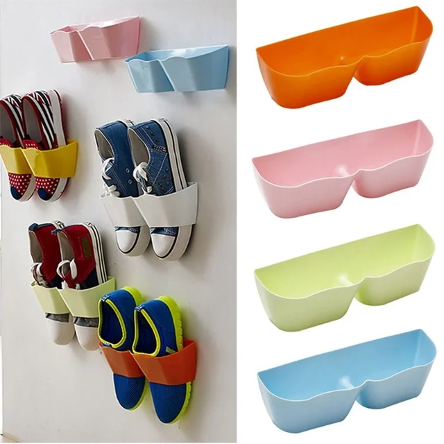 Wall Shoe Rack Part - 41: Innovative Family Bathroom Shoes Storage Shelf Suction Wall Shoe Rack Candy Colour Shoes Shelf Storage Holder