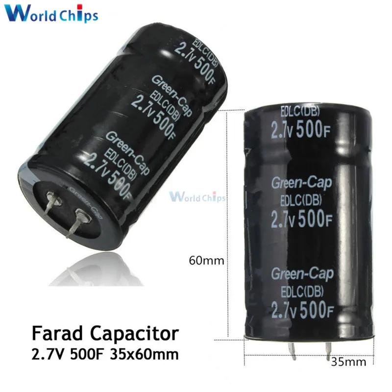 Diymore Super Farad конденсатор 2,7 V 500F 35*60MM конденсаторы сквозное отверстие конденсаторы общего назначения 2.7V500F два фута четыре фута