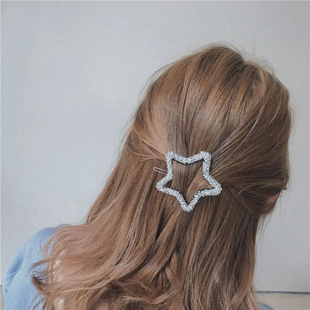 Fashion Crystal Rhinestones Hairpin Star Triangle Round Shape Hair Clips Barrettes Hair Styling Accessories for Women