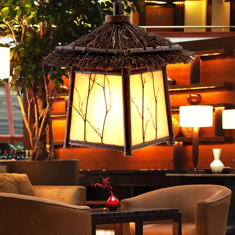 

Bamboo pendant lights personality lantern restaurant Chinese bamboo staircase balcony loft garden pendant lamps za zb11