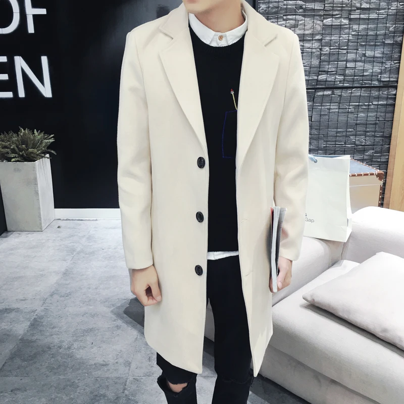 

Wool Men Woolen Soft Slim Pockets Leisure Korean Simple All-match Large Size Blends Mens Winter Coats New Arrival 2019 Outerwear