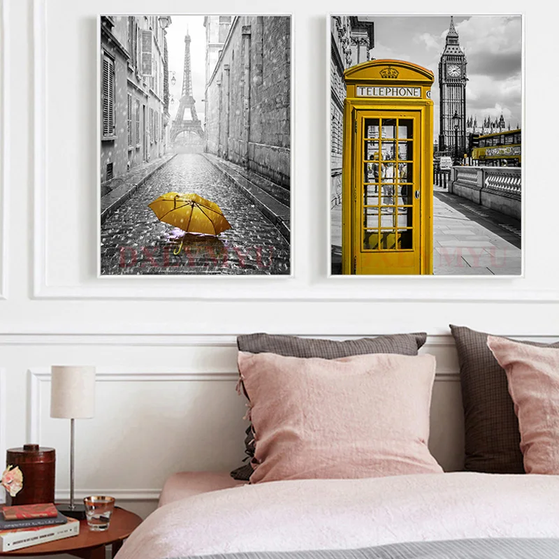 

5D Diy Diamond Embroidery Full Rhinestone Painting London Big Ben Clock Tower Telephone Box Cityscape Poster Diamond Painting