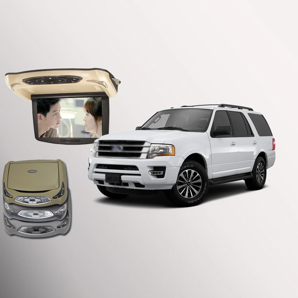 

BigBigRoad For Ford Expedition Car Roof Mounted in car LED Digital Screen Support HDMI USB FM TV IR Ceiling display DVD