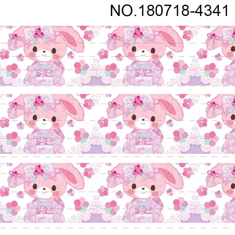 Y 50 ярдов милая мультяшная лента розовый кролик принцесса олень мультфильм красивые девушки мультфильм напечатанный grosgrain лента - Цвет: 180718-4341