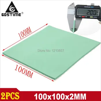 

2 Pieces 100 x 100 x 2mm Green Thermal Pad Silicon Heatsink Cooling Conductive GPU CPU
