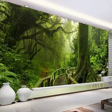 Custom 3D Wallpaper Green Big Tree Nature Landscape Forest Photo Mural Wall Paper For Bedroom Living Room Sofa TV Background Art