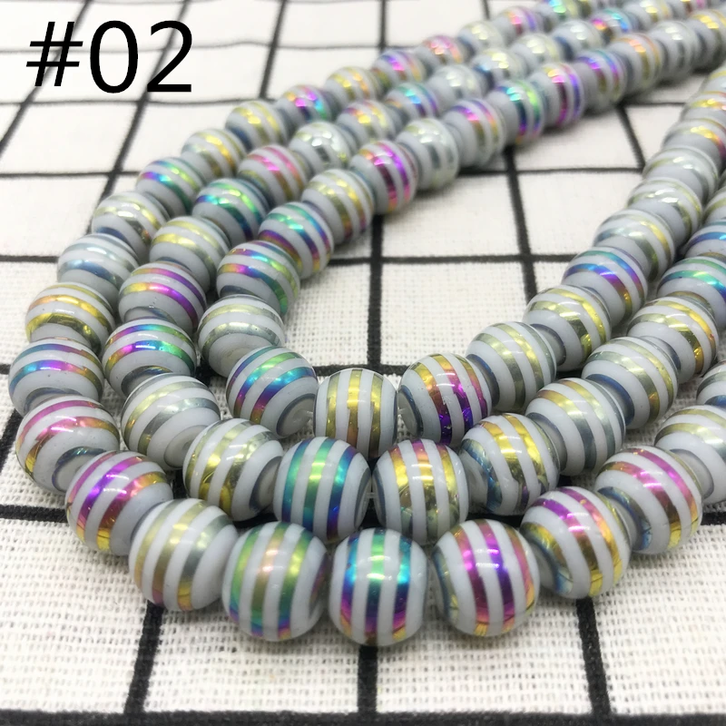 

New 6 8 10mm Multicolour 20pcs Glass Round Loose plating Beads DIY Bracelet Earrings Charms Necklace Beads For Jewelry Making#02