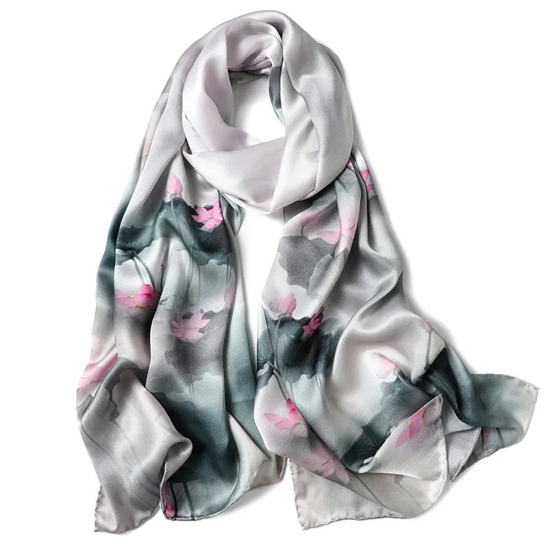 Шелковый шарф, чистый шелк, весенний шарф, шаль, натуральный шелк, ручная работа, шарф для женщин, модный роскошный шарф