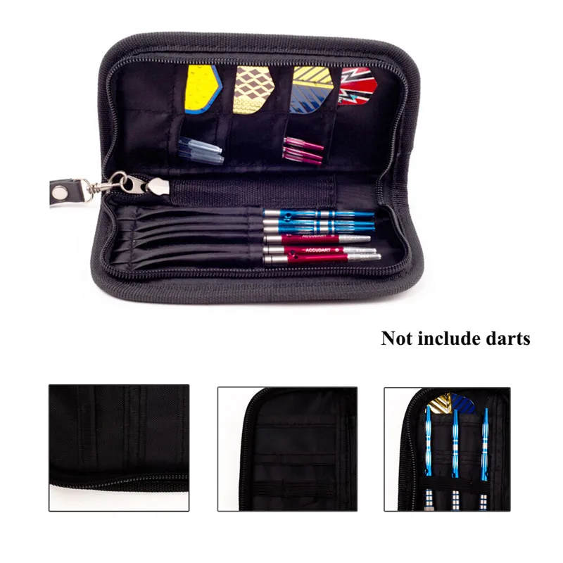 

1 Set Darts Carry Case Accessories Large Capacity Wallet Pockets Holder Storing Bag Black Durable