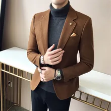 Мужчины весна осень британский красивый шерстяной пиджак для волос маленький костюм мужской осенний и зимний корейский Тонкий Модный повседневный костюм