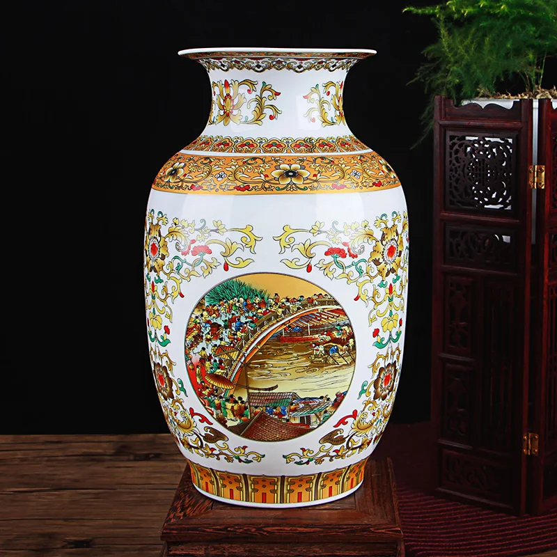 Керамическая ваза под старину Цзиндэчжэнь китайские фарфоровые вазы|chinese vase|golden