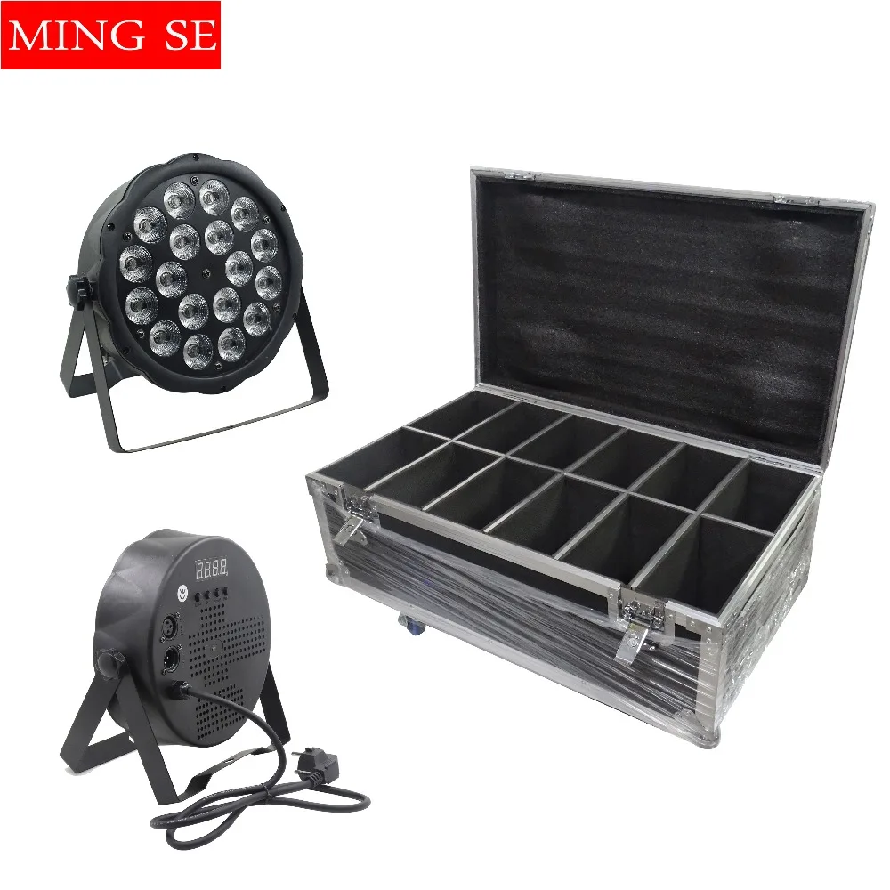 

12pcs 18x10W large lens RGBW 4in1 LED par light 18 * 10w with Flig DMX512 control disco stage DJ wedding light with Flight Case