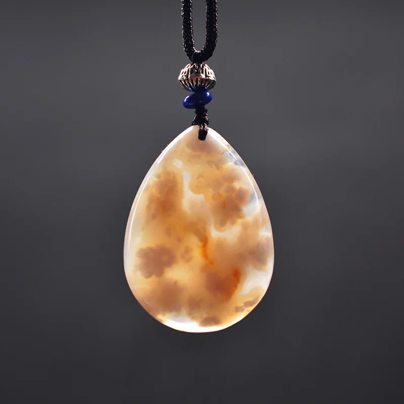 

Chalcedony Drop Water Necklace Pendant Lucky Blessing Necklace Pendant With Chain