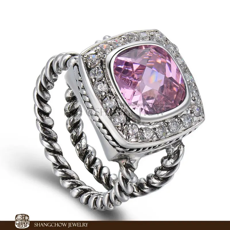 

New! Stunning Fashion Jewelry Pink Kunzite Quartz 925 Sterling Silver Ring R1210