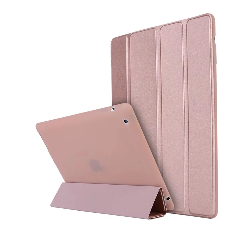 Для IPad 4 IPad 2 кожаный чехол мягкая Вернуться ТПУ Trifold Smart Cover противоударный Защитный чехол для IPad 2/3 /4 - Цвет: Rose Gold