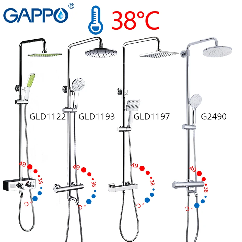 Preise GAPPO thermostat dusche wasserhahn chrom farbe badezimmer bad dusche mixer set wasserfall regen dusche kopf badewanne wasserhahn wasserhähne
