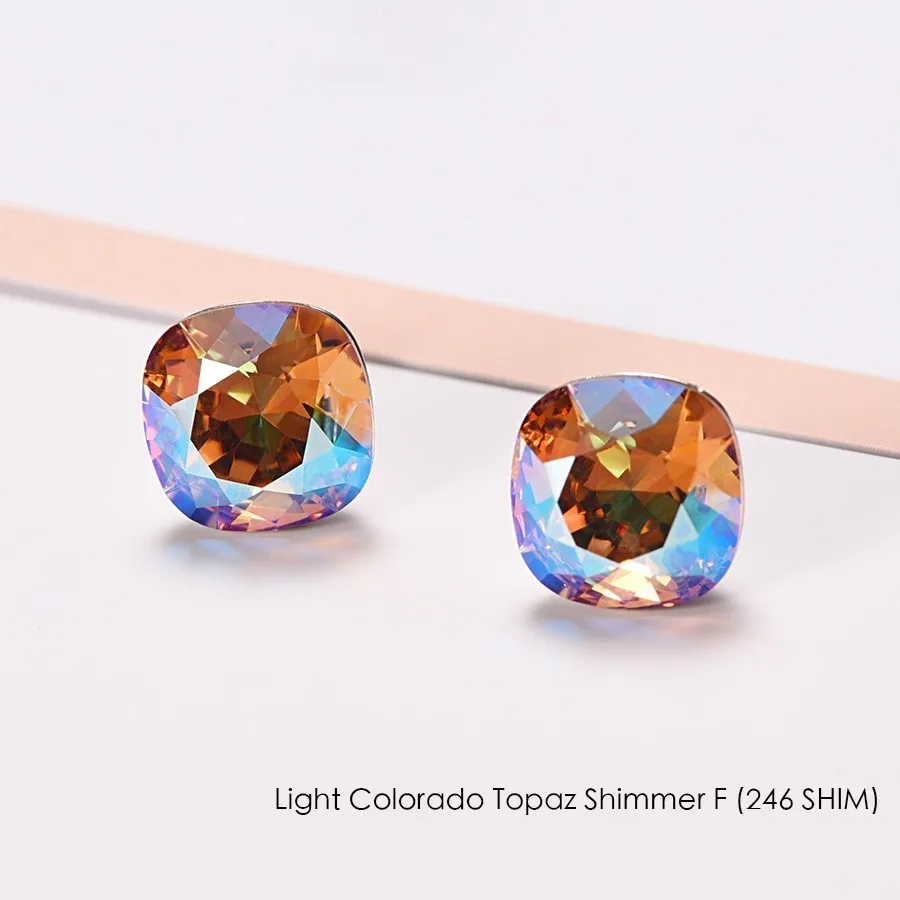 Crystals From Swarovski Stud Earrings For Women New Fashion Sterling silver Earrings Piercing Earring Elegant Wedding Jewelry - Окраска металла: 246 SHIM