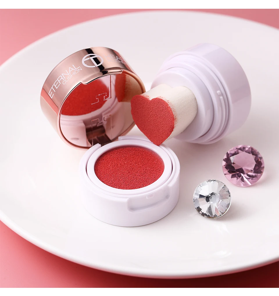 O.TWO.O Air Cushion Blusher Folding Heart Shape Shimmer Blush Rouge 4 Colors Easy To Wear Natural Face Contour Make Up