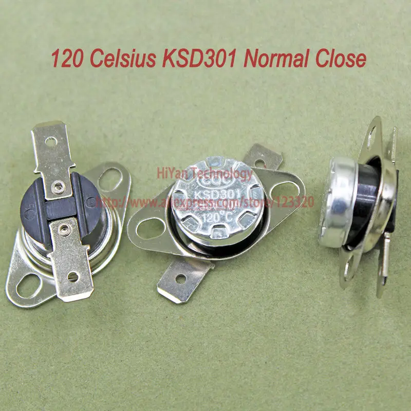10pcs/lot KSD301 Thermostat Normally Normal Close 120 Degrees Celsius