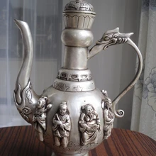 Bi001638 Тибетский классический Бронзовый Восемь Бессмертных статуя цветок бутылка Пот 23 см высотой