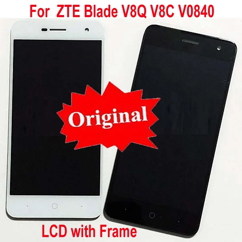 

100% Tested Working Original Glass Sensor LCD Display Touch Screen Digitizer Assembly with frame For ZTE Blade V8Q V8C V0840