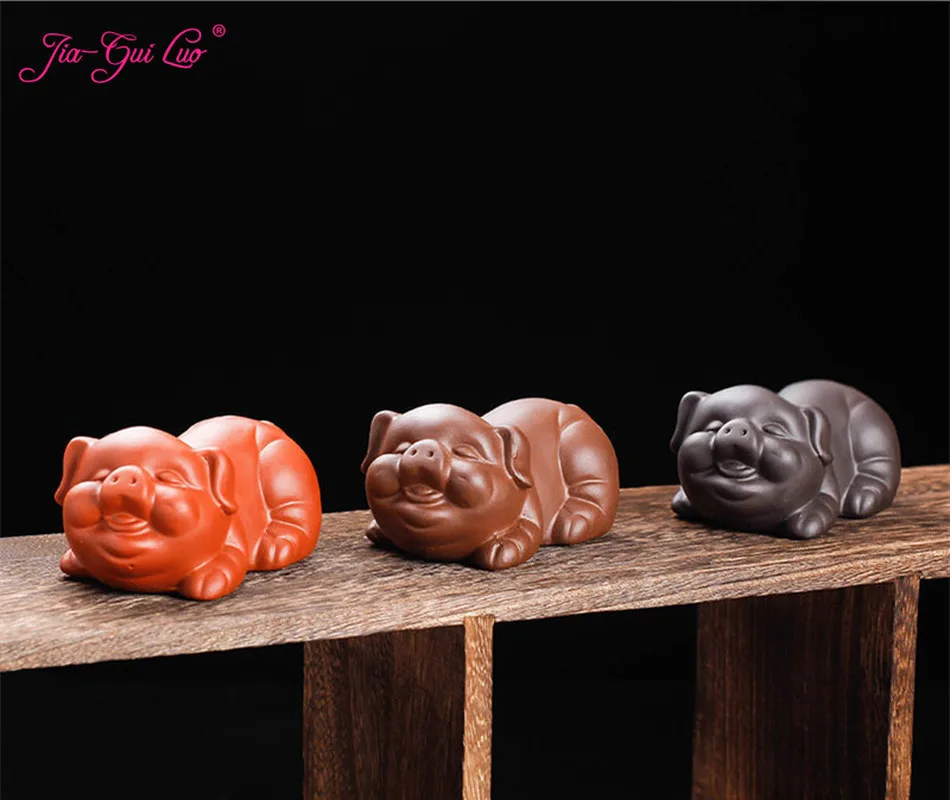 

JIA-GUI LUO Ceramic Pig Tea Pet Creative Purple Clay Decoration Tea Accessories Tea pet ornaments gift 3 styles N015