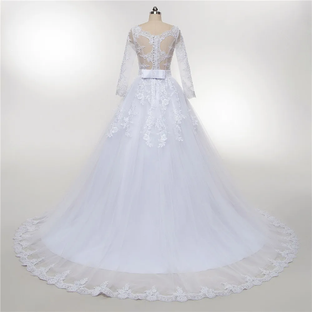 Fansmile Тюль Mariage Vestido De Noiva кружева поезд свадебное платье подгонянного размера плюс свадебные платья свадебное платье FSM-470T