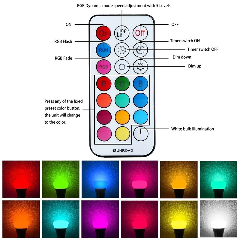 E27 RGB светодиодный светильник 10 Вт светодиодный RGB Лампочка 110 В 220 в 12 цветов светодиодный светильник с дистанционным управлением для украшения дома сценический светильник ing Светодиодная лампа RGBW