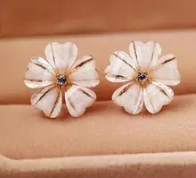 Клип серьги без пирсинг, белый Горный Хрусталь пять листьев и plum blossom цветы уха клип не пронзили серьги brincos
