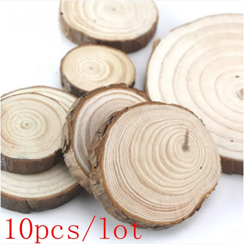 

10pcs/lot 4-5cm Wood Log Slices Discs Centerpieces Nature Tree Rings DIY Crafts Wedding Party Decoration Wooden Pile Ornaments