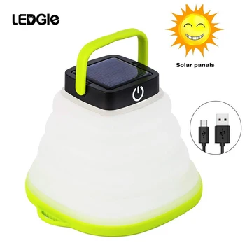 

LEDGLE Portable Camping Solar Light Powered Lantern LED Mini Hanging Flashlight USB input Waterproof For Hiking Tent Lamp