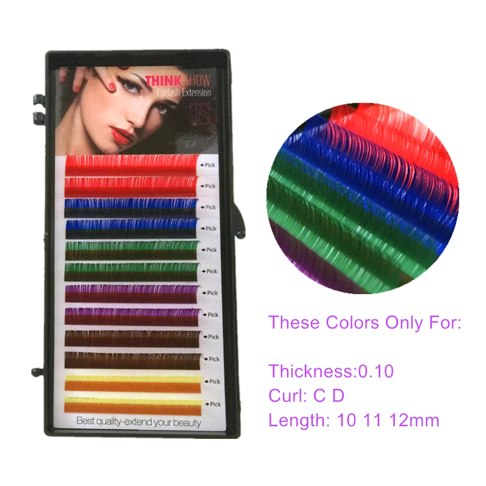 

THINKSHOW Colorful Eyelash Extension Bright Rainbow Color False Mink Eyelashes individual Makeup Party Eye Lashes 1 Piece