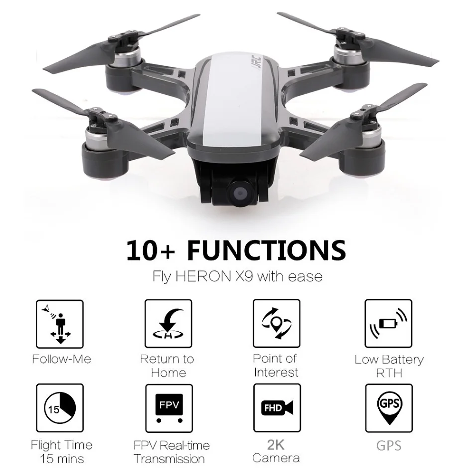 

JJRC X9 Heron GPS 5G WiFi FPV with 2K Camera Brushless Optical Flow Positioning Follow Me Altitude Hold RC Drone RTF Quadcopter