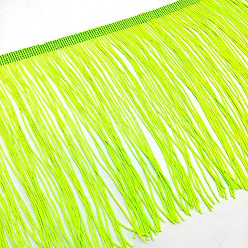 10Yards of Pack 8" Width Fringe Trim Lace Polyerter Fibre Tassel Clothes Accessorie Latin Wedding Dress Tassel Ribbon Tasse Trim - Цвет: Fluorescent green