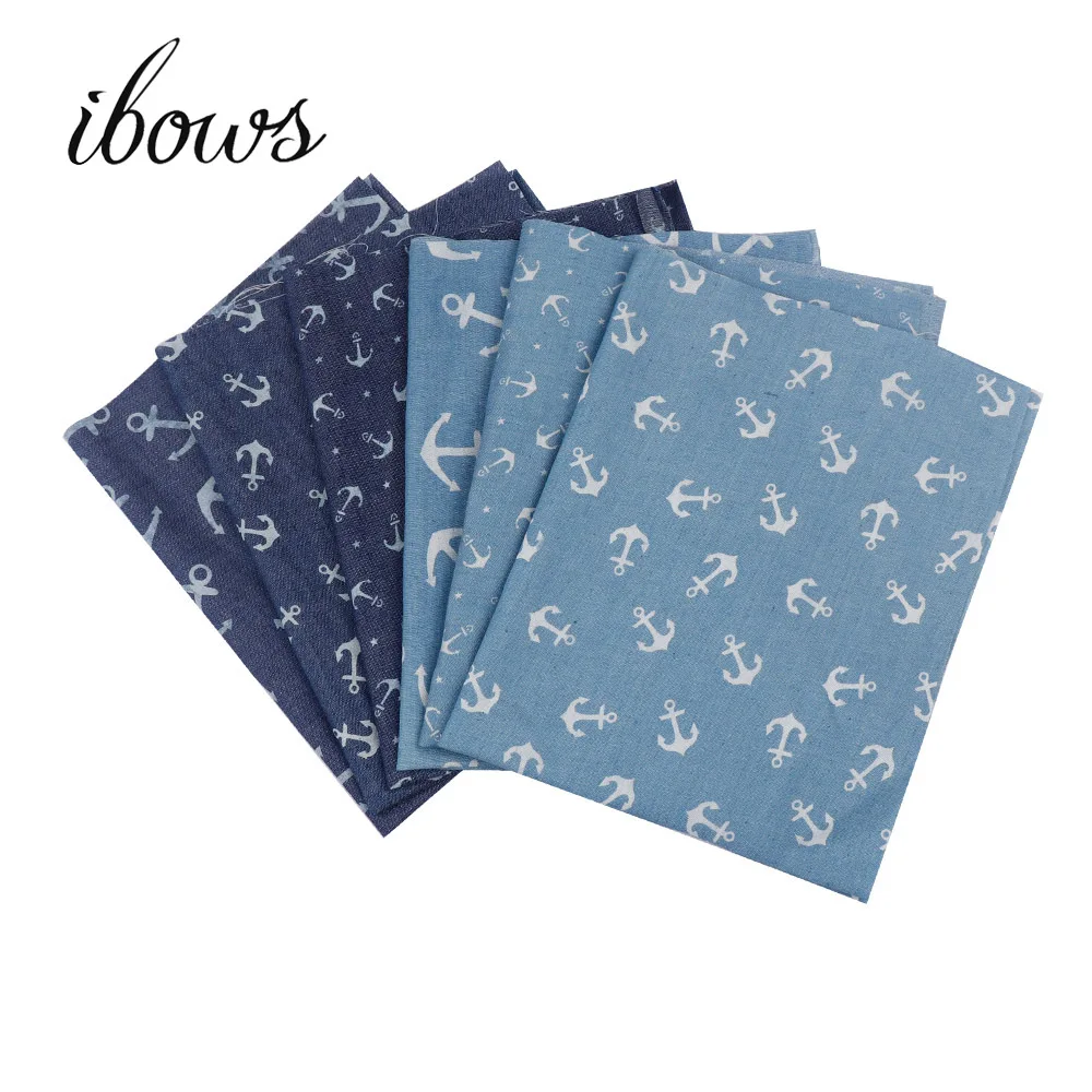 

40CM*50CM Soft Denim Fabric Wash Navigation Anchor Printed Cowboy Clothes Quilt Fabric DIY Skirt Jeans Handmade Sewing Material