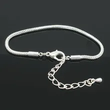 DoreenBeads 4 шт. серебряный цвет омара застежка цепочки Браслеты для Для женщин Для мужчин подходящий европейский шарм 19 см x 2,5 мм