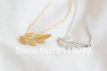 

Fashion Hotting Sale Gold silver Elaborate Exquisite Glitz pretty organic Laurel Leaf necklace jewelry