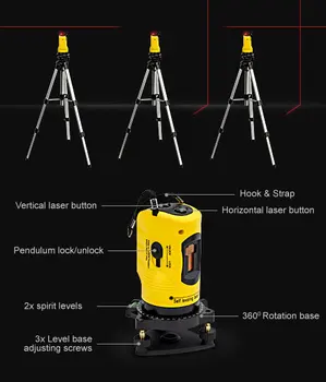 

New Self-Adjusting LaserSelf Leveling Cross Line Red Beam Rotary Rotating Laser Level with Tripod