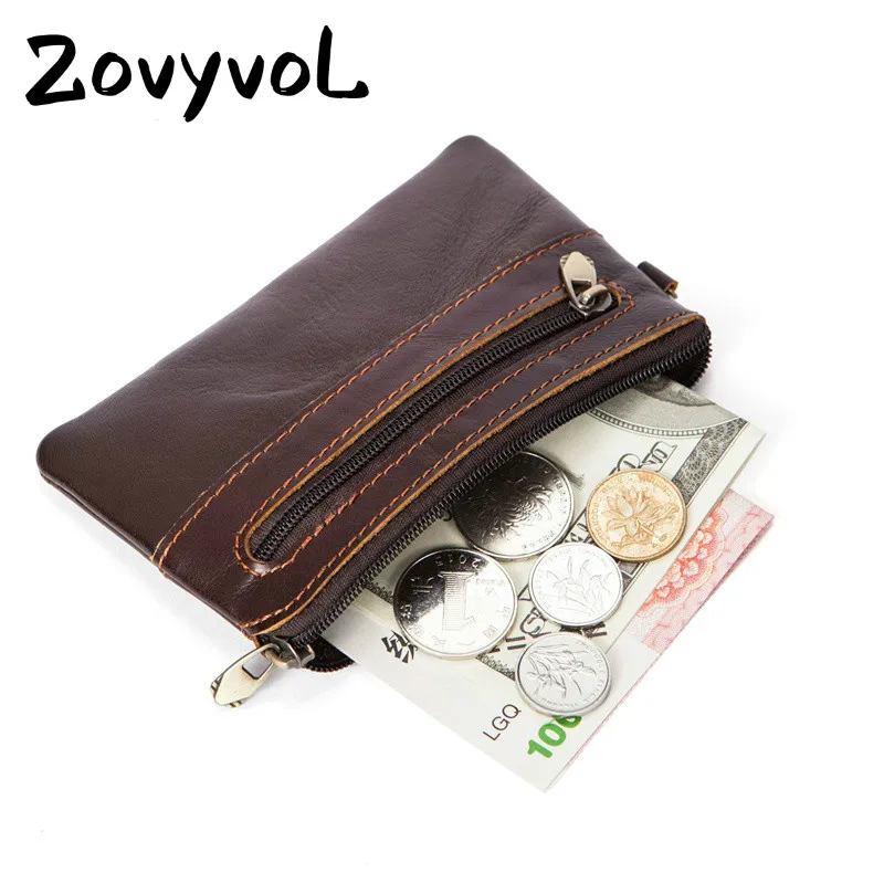 

ZOVYVOL Genuine Leather Unisex Coin Purses Mini Wallets Pouch Zipper Small Bags New Money Bags Pocket Wallets Card Holder 2019
