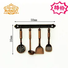 Mini Dollhouse Mini Kitchen Kitchen Utensil Utensil Copper Spatula Spoon Pendant Set
