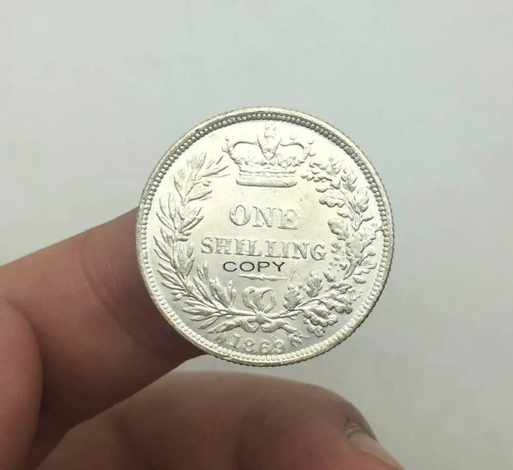 

1869 One Shilling Brass Silver Plated Replica Coins United Kingdom Products VICTORIA DEI GRATRIA BRITANNIAR