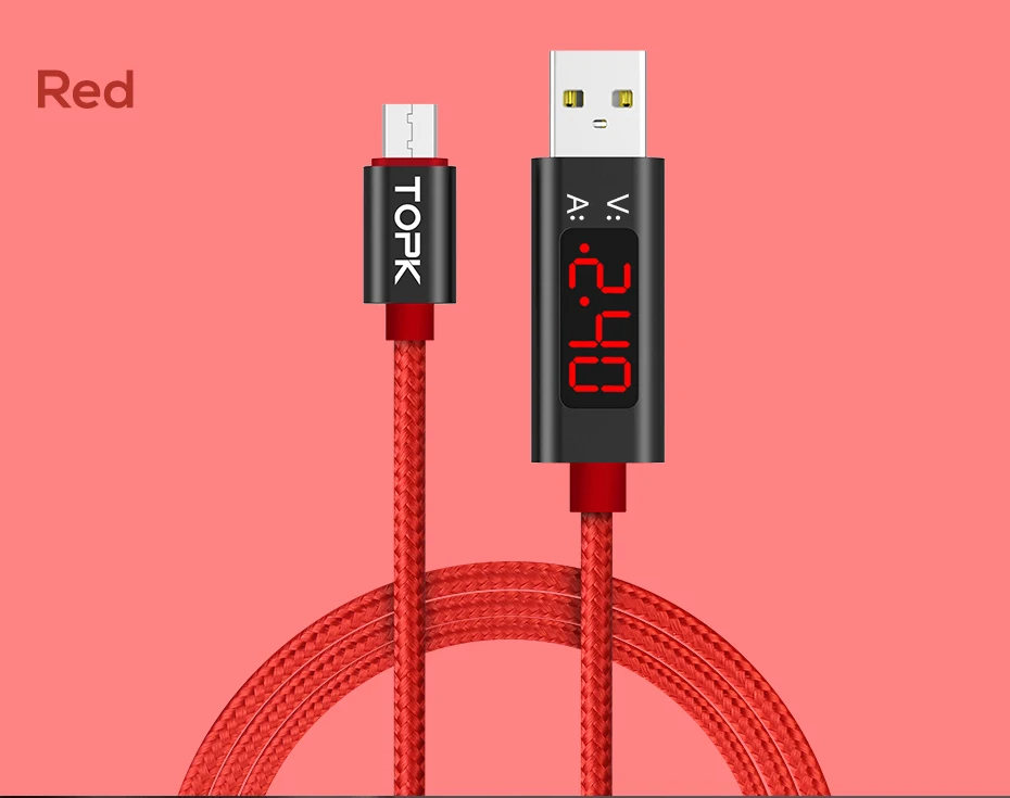 TOPK 3A Micro USB кабель usb type C кабель для samsung Xiaomi Быстрая зарядка кабель usbc и цифровой дисплей кабель для мобильного телефона