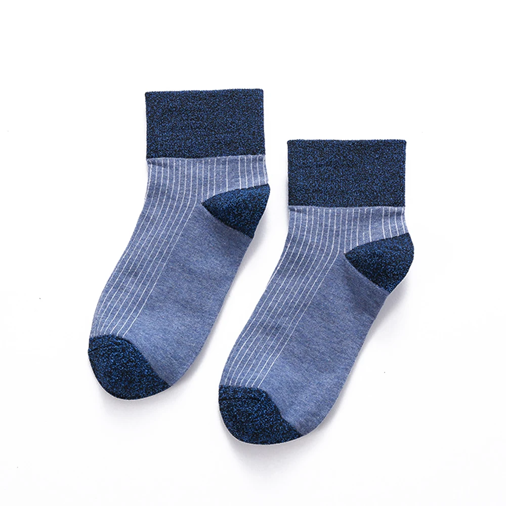 Женские модные носки милые Повседневные Дышащие носки для дам осенние женские сверкающие носки серебряные шелковые блестящие яркие носки