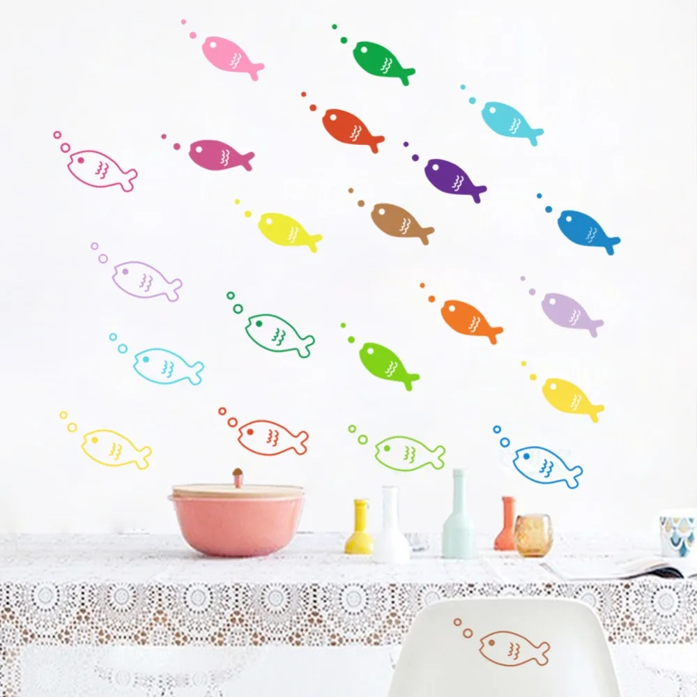 

% diy Seabed Fish Bubble Underwater World Cartoon Wall Sticker For Kids Rooms Bathroom Home Decor Nursery quarto Decals Poster