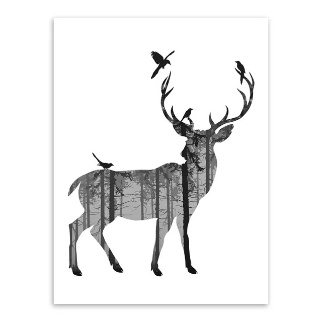 nordic cervos branco preto golfinho leão animal gato silhueta a4