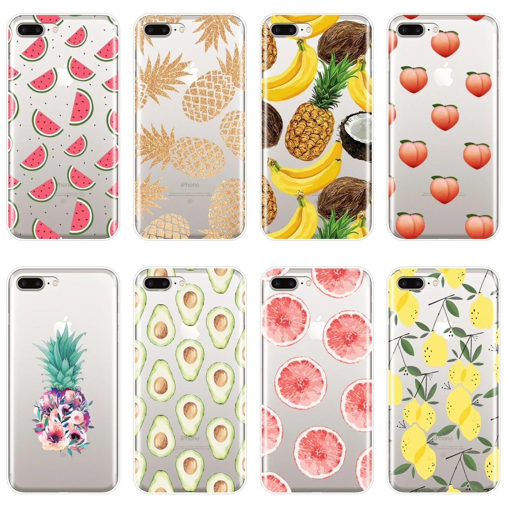 

Peach Pineapple Avocado Banana Back Cover For iPhone X XR XS MAX 8 7 6S 6 S Soft Silicone Phone Case For iPhone 8 7 6S 6 S Plus