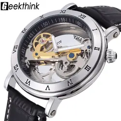 Лидирующий бренд Скелет Tourbillon автоматические механические часы для мужчин Роскошные бизнес наручные self Ветер Relogio Masculino