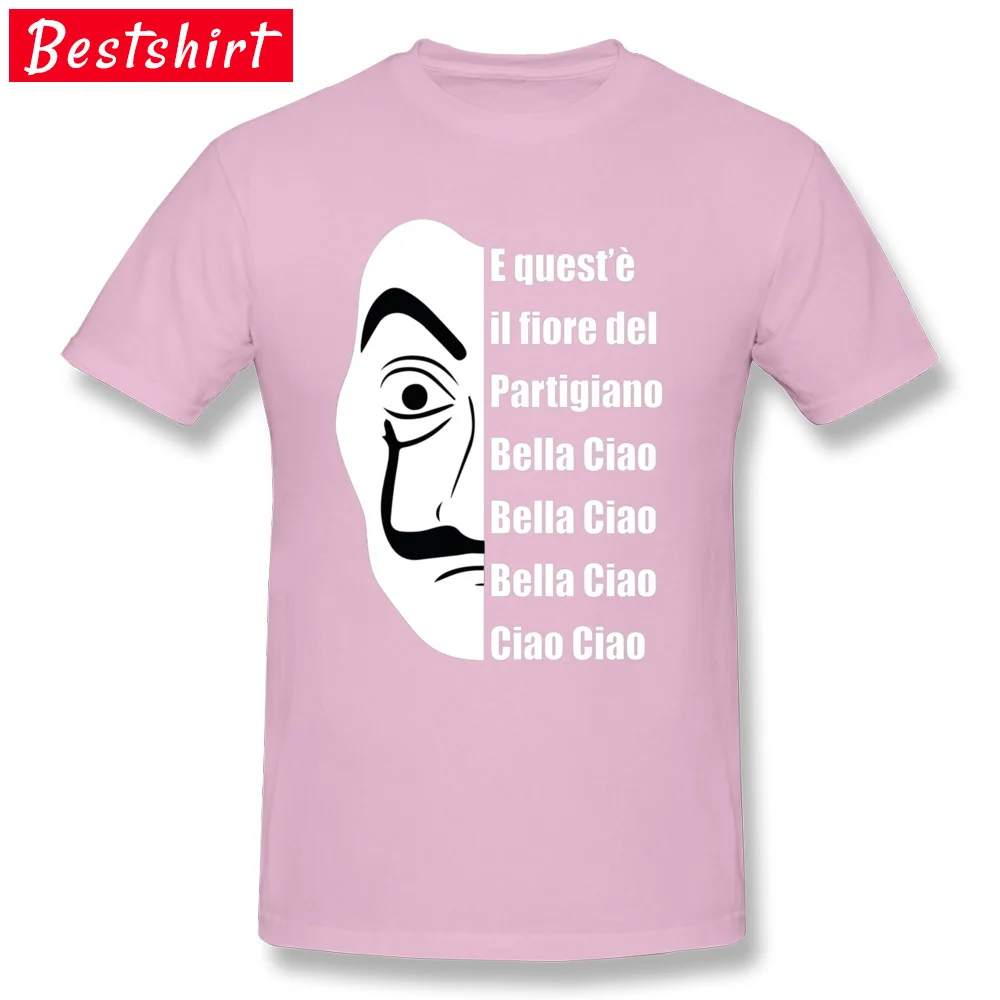 La casa de papel 20445 Dominant Short Sleeve Cool T-shirts 100% Cotton Round Neck Men Tops Tees Tops Shirts Summer Fall La casa de papel 20445 pink